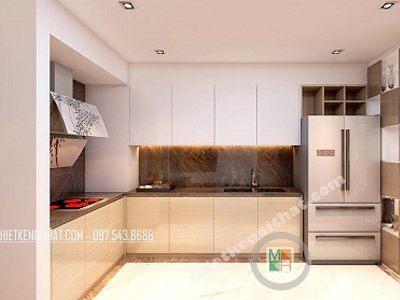 Kính màu ốp bếp - màu nâu tại Diamon Tower